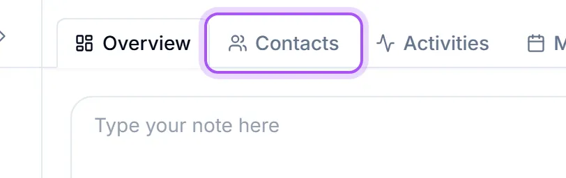 Every customer has a Contacts tab listing the people who work there.