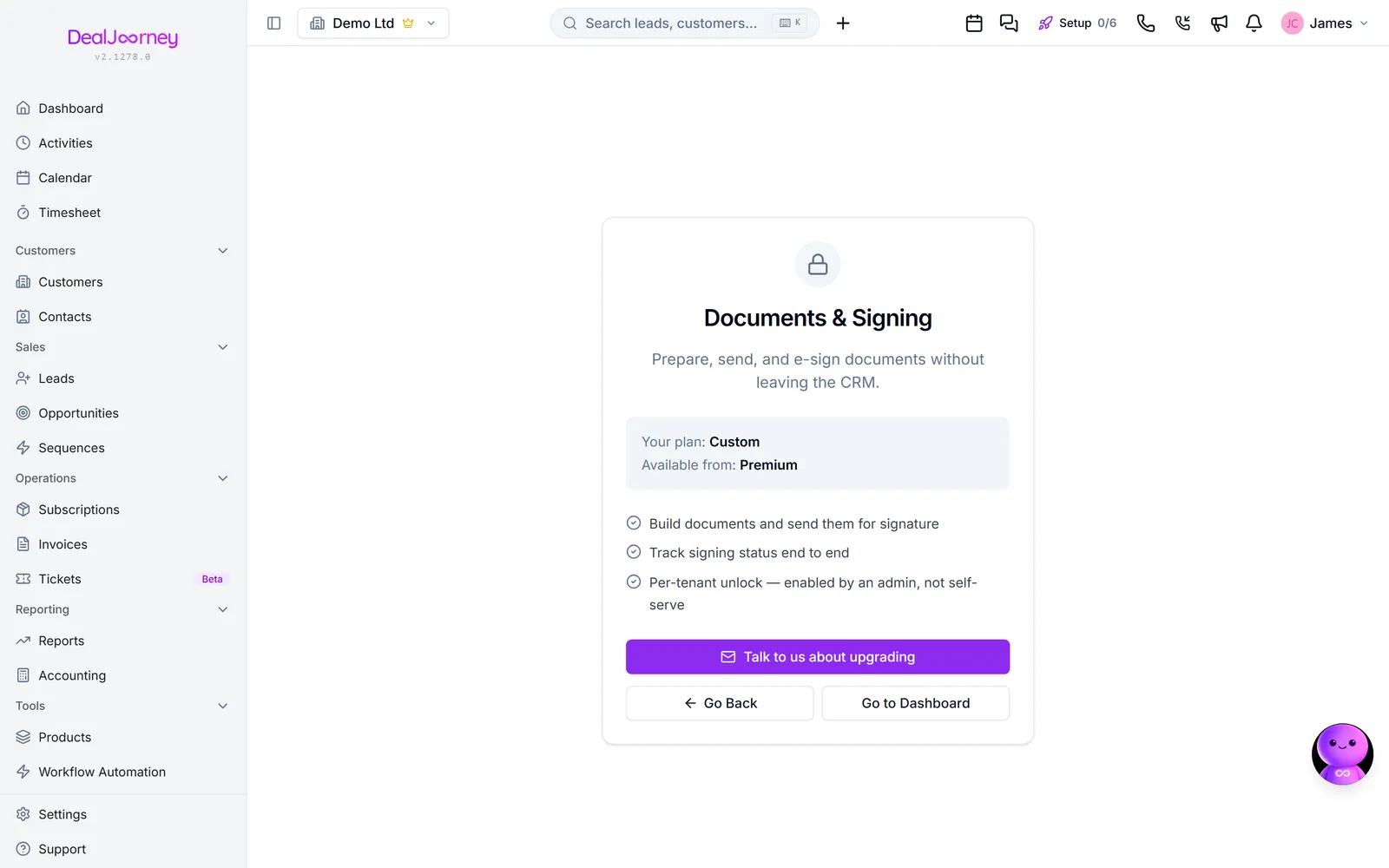 The Documents and signing page in DealJourney