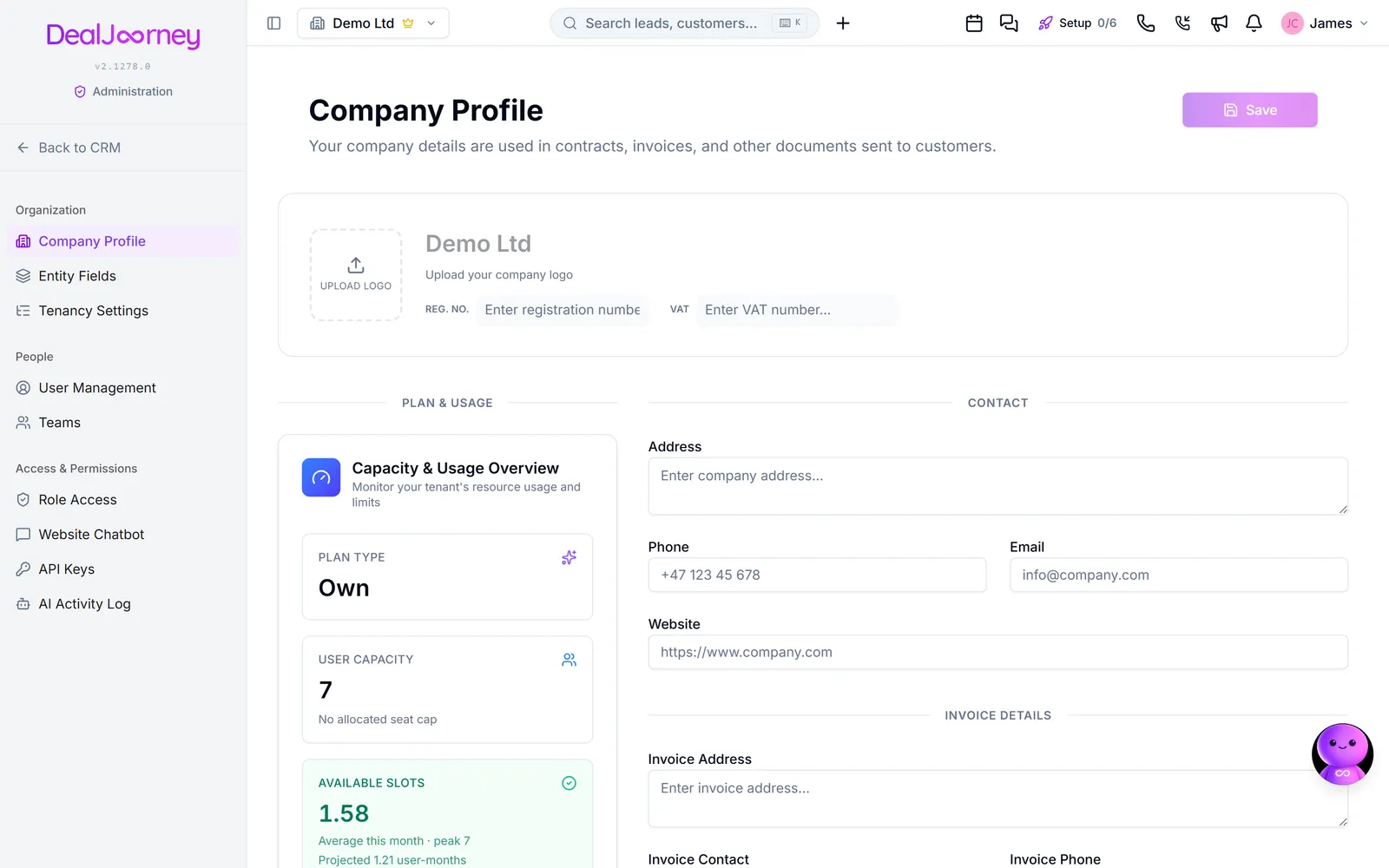 The Knowledge base page in DealJourney