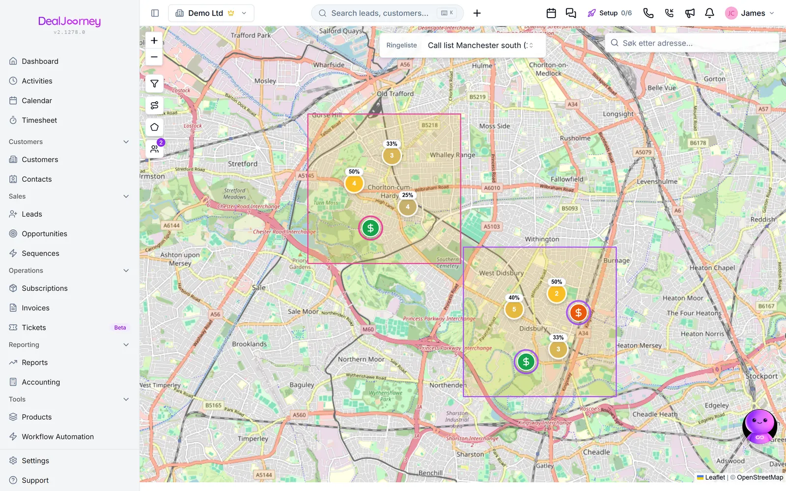 The Map page in DealJourney