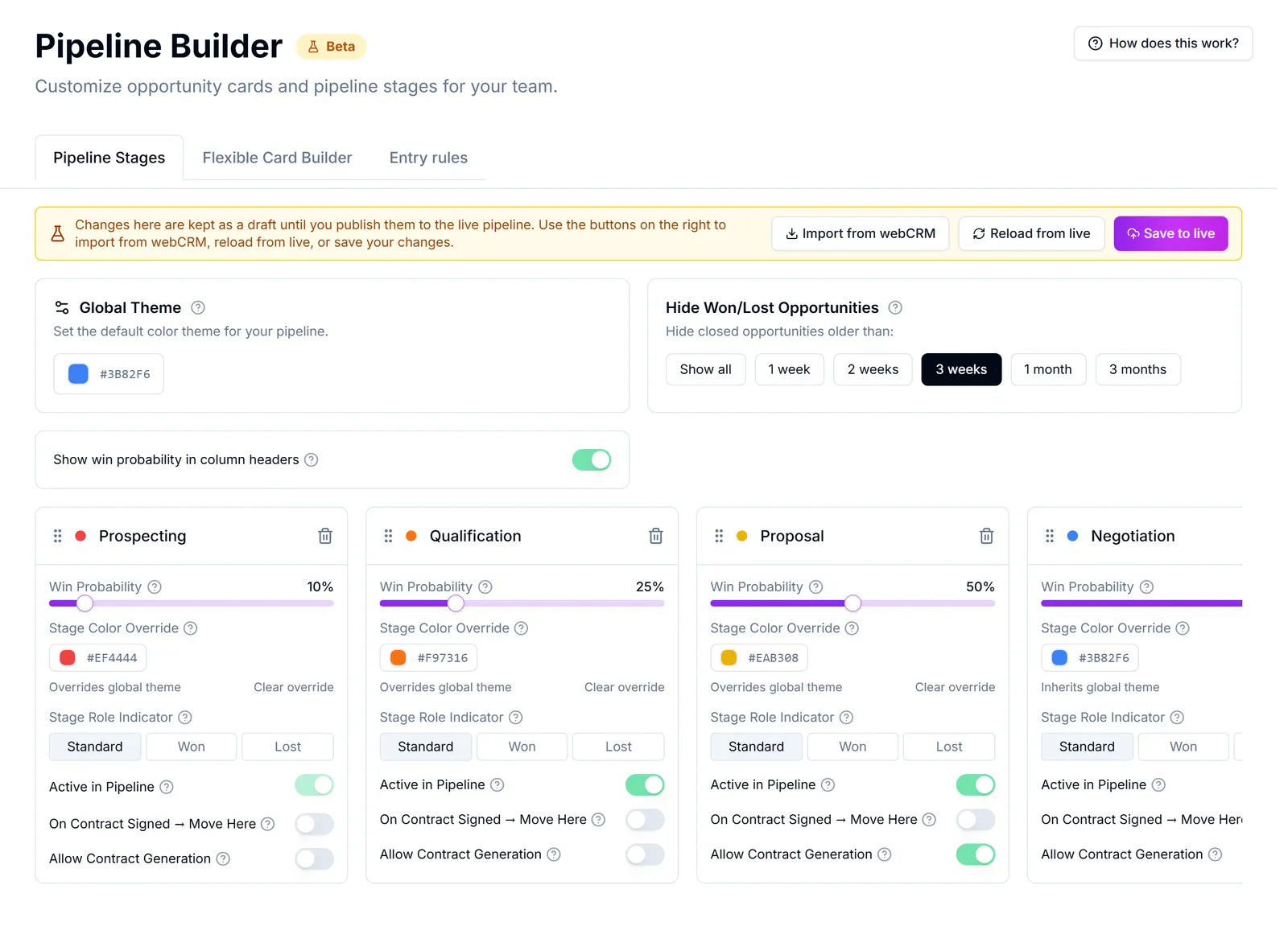The Pipelines and stages page.