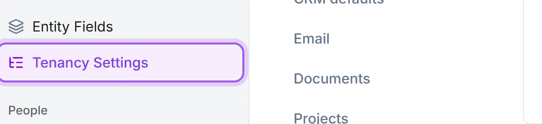 The Tenancy Settings control